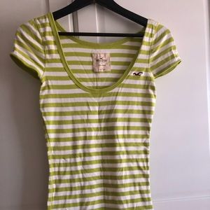 Hollister striped green shirt